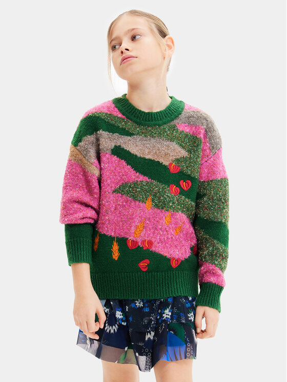 Desigual Sweter 23WGJF05 Kolorowy Regular Fit