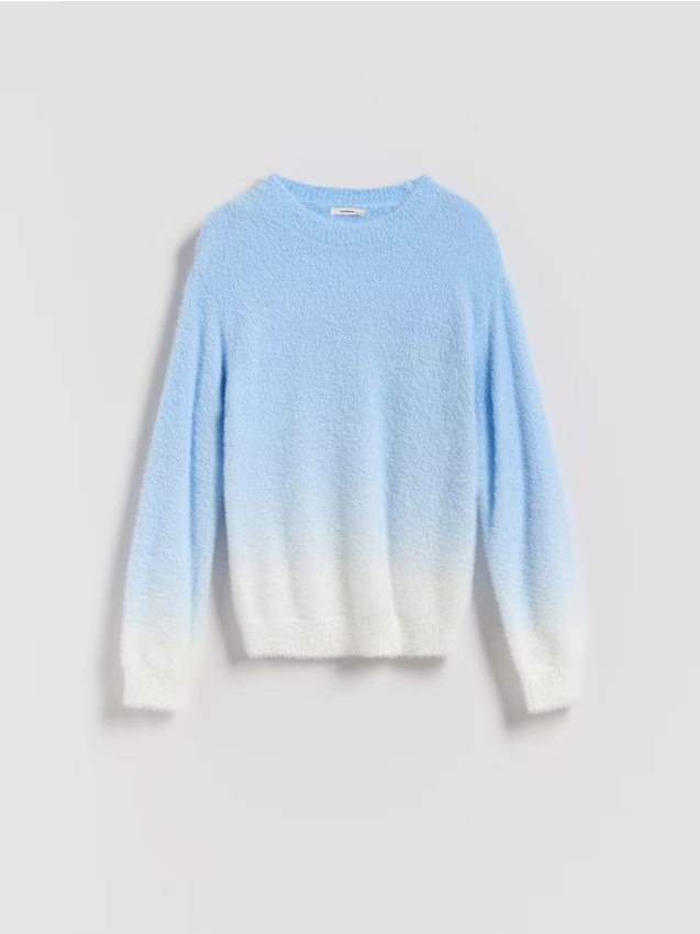 Reserved - Sweter z efektem ombre - jasnoturkusowy