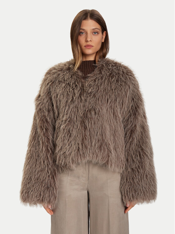 Eleh Futro Grigio Fango EFW250306 Brązowy Regular Fit