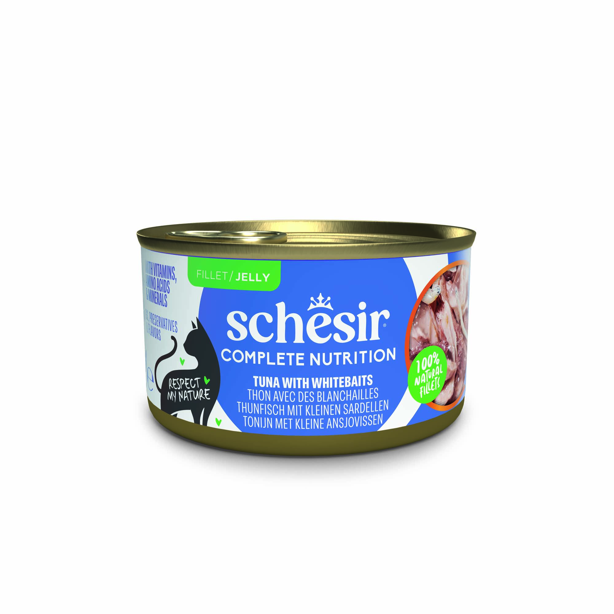 Korzystny pakiet Schesir Complete Nutrition, filet w galarecie, 24 x 85 g - Tuńczyk z białą rybą
