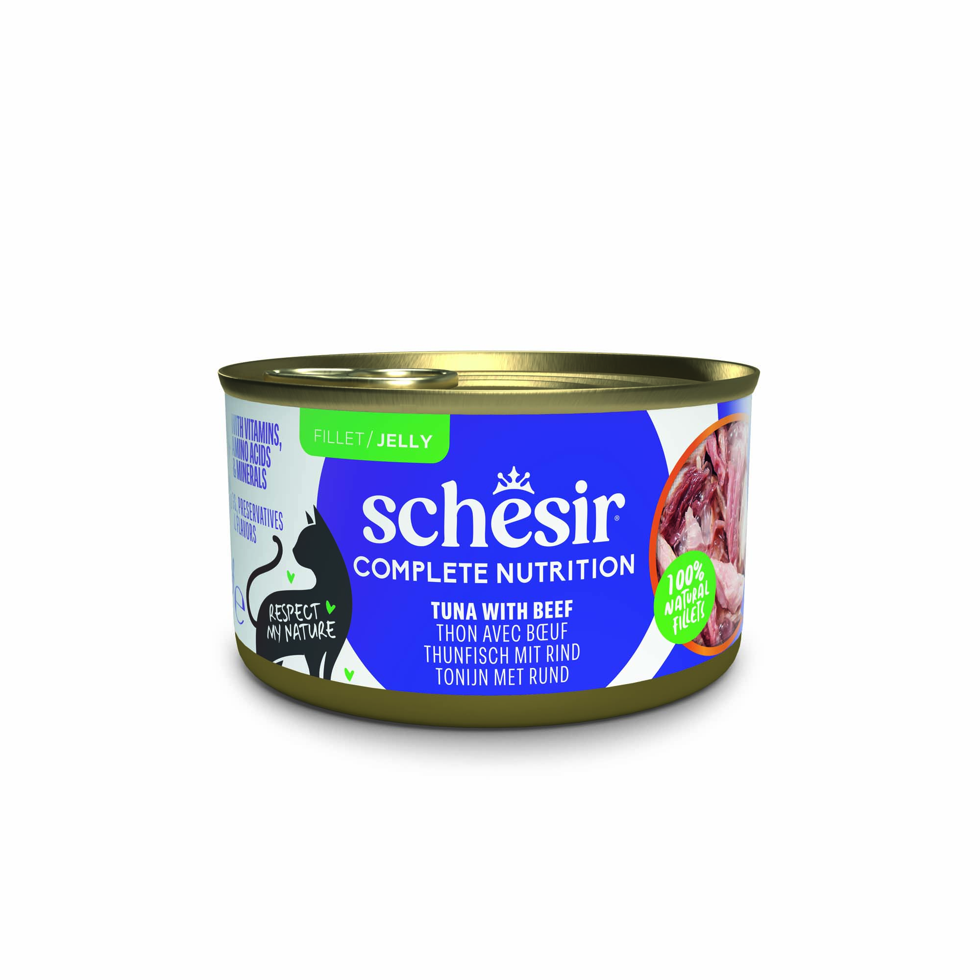 Korzystny pakiet Schesir Complete Nutrition, filet w galarecie, 24 x 85 g - Tuńczyk z wołowiną