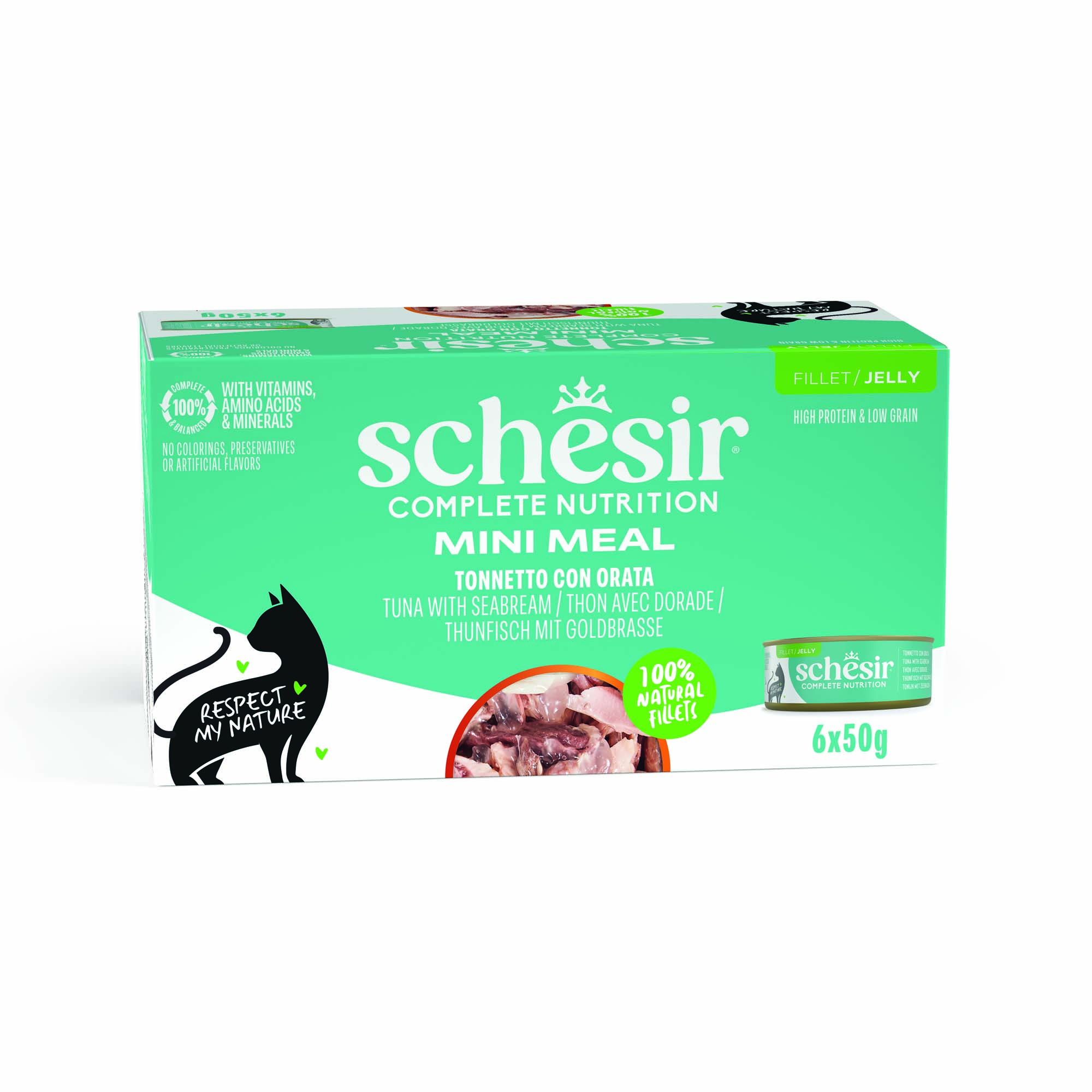 Korzystny pakiet Schesir Complete Nutrition, filet w galarecie, 24 x 50 g - Tuńczyk z doradą