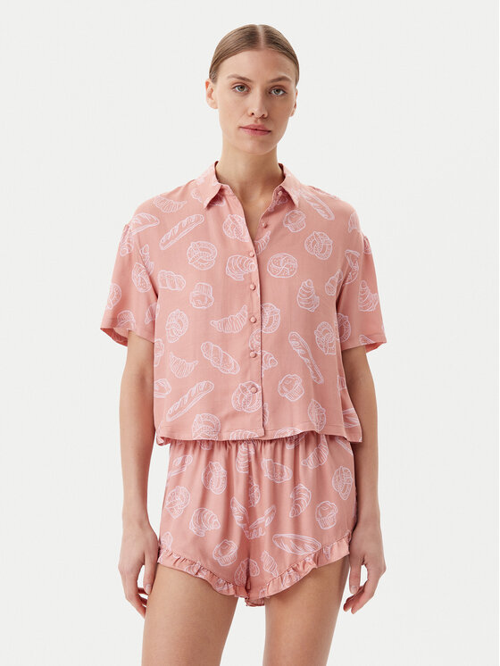 Hunkemöller Koszulka piżamowa 301513 Beżowy Regular Fit