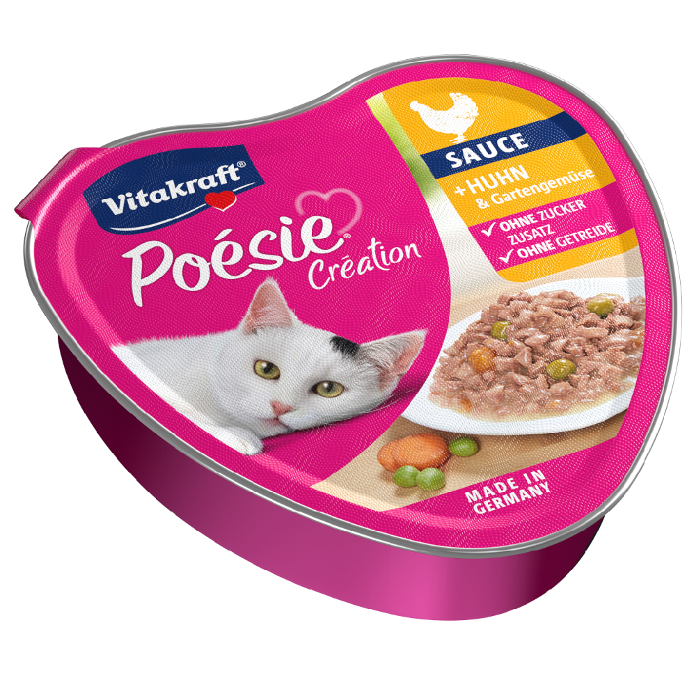 Vitakraft Poésie Création, 15 x 85 g - Kurczak z warzywami w sosie