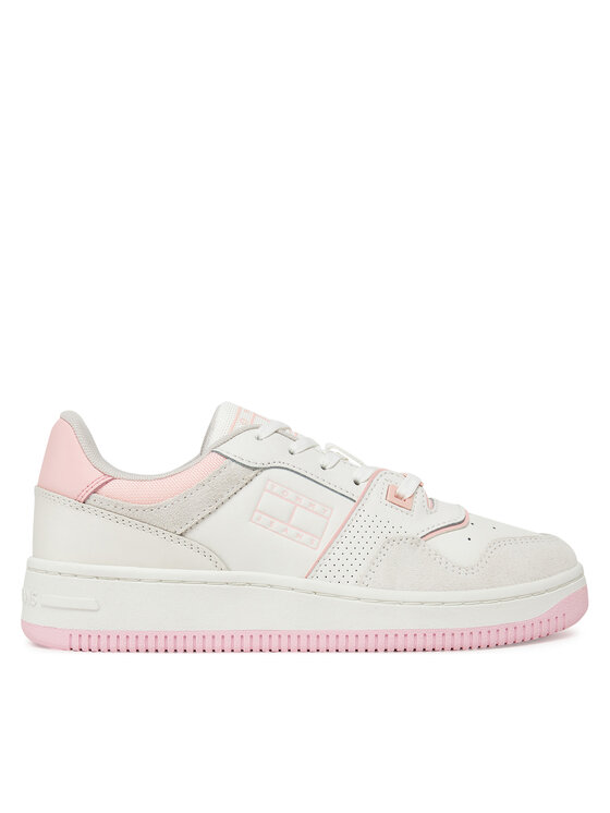 Tommy Jeans Sneakersy Tjw Retro Basket Washed Suede EN0EN02773 Biały