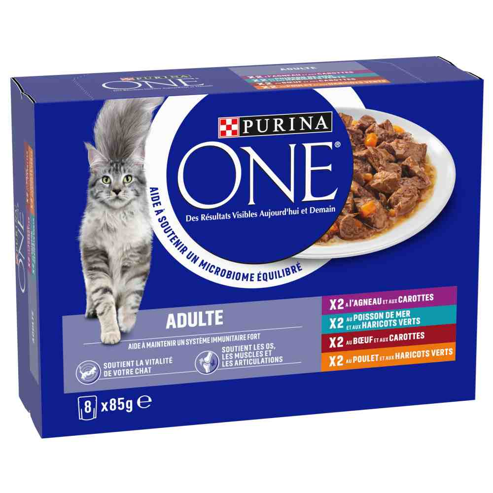 Megapakiet Purina ONE ADULT, 24 x 85 g - Pakiet mieszany (4 smaki)