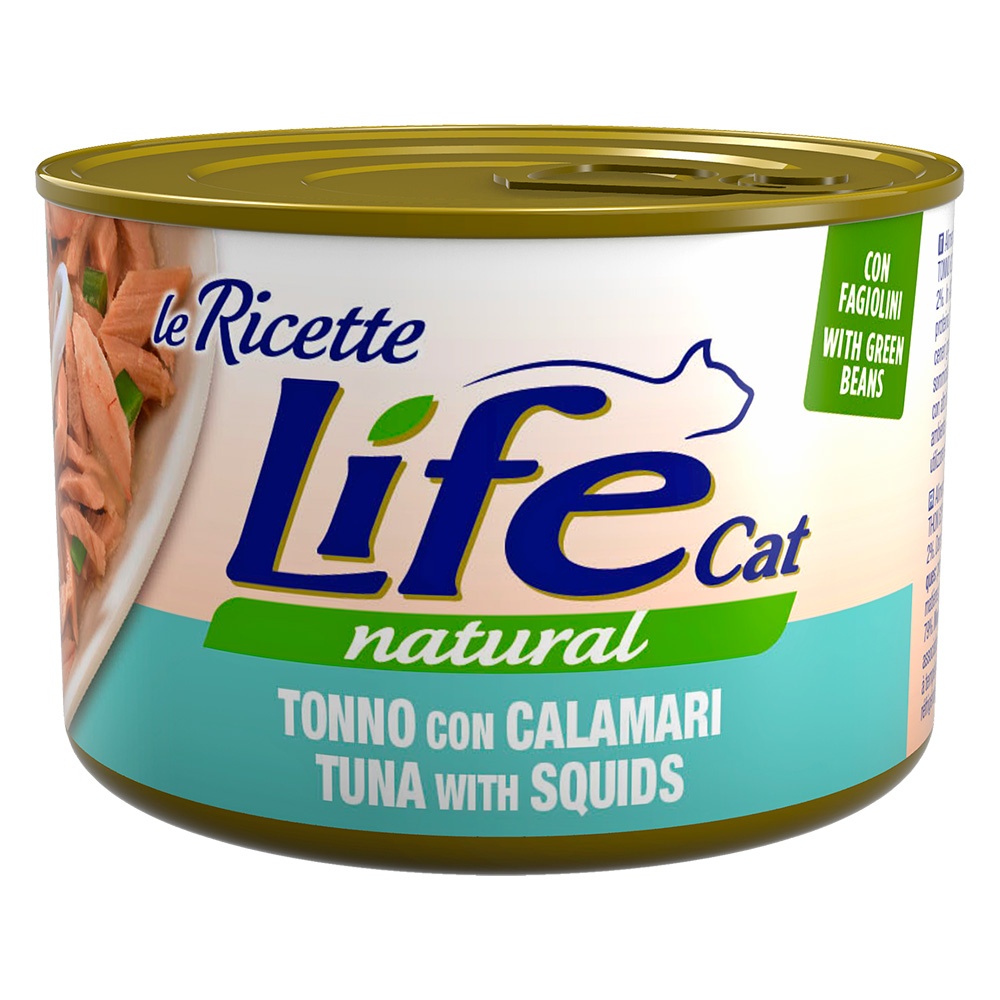 Korzystny pakiet Life Cat "Le Ricette", 12 x 150 g - Tuńczyk, kalmary, fasolka szparagowa