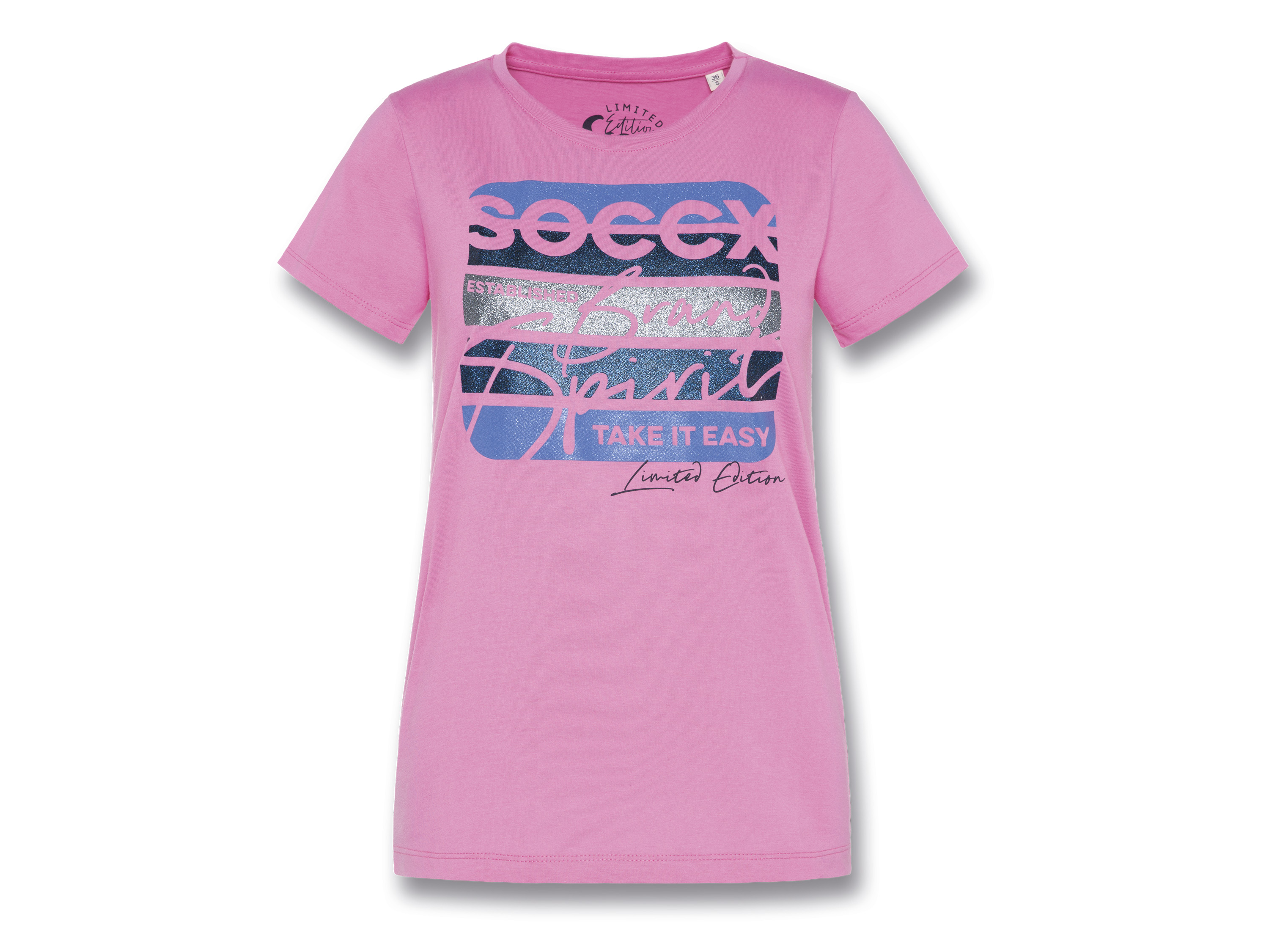 Soccx T-shirt damski z czystej bawełny (Różowy, XL)