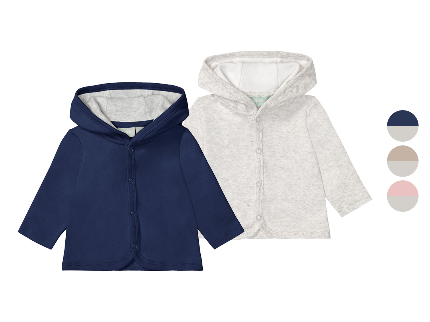 lupilu® Bluza niemowlęca z biobawełny z kapturem, 2 sztuki miniaturka