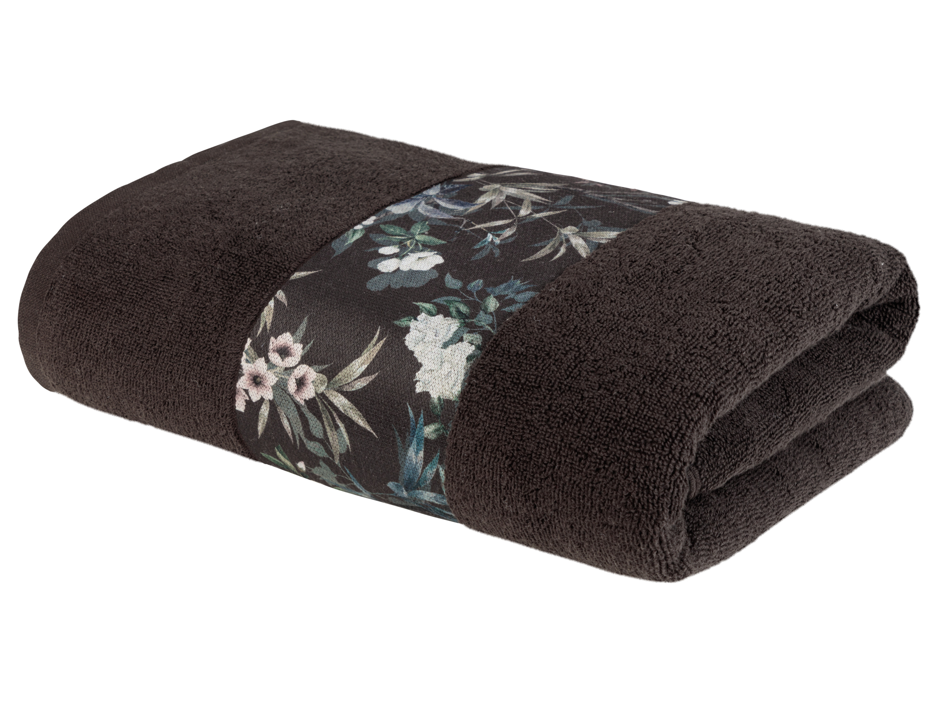 LIVARNO HOME Ręcznik kąpielowy frotté, 70 x 140 cm (Kwiecisty/szary) miniaturka