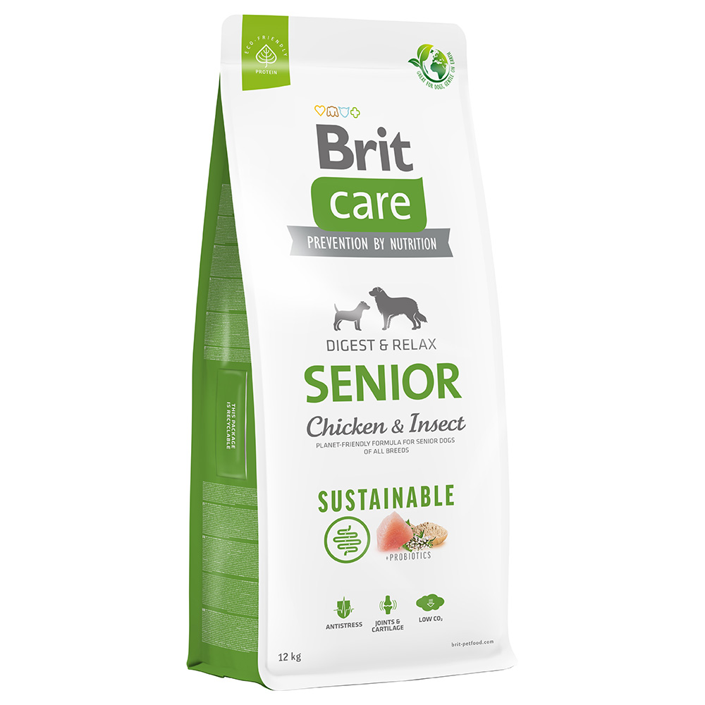 Brit Care Dog Sustainable Senior, kurczak i insekty -  2 x 12 kg