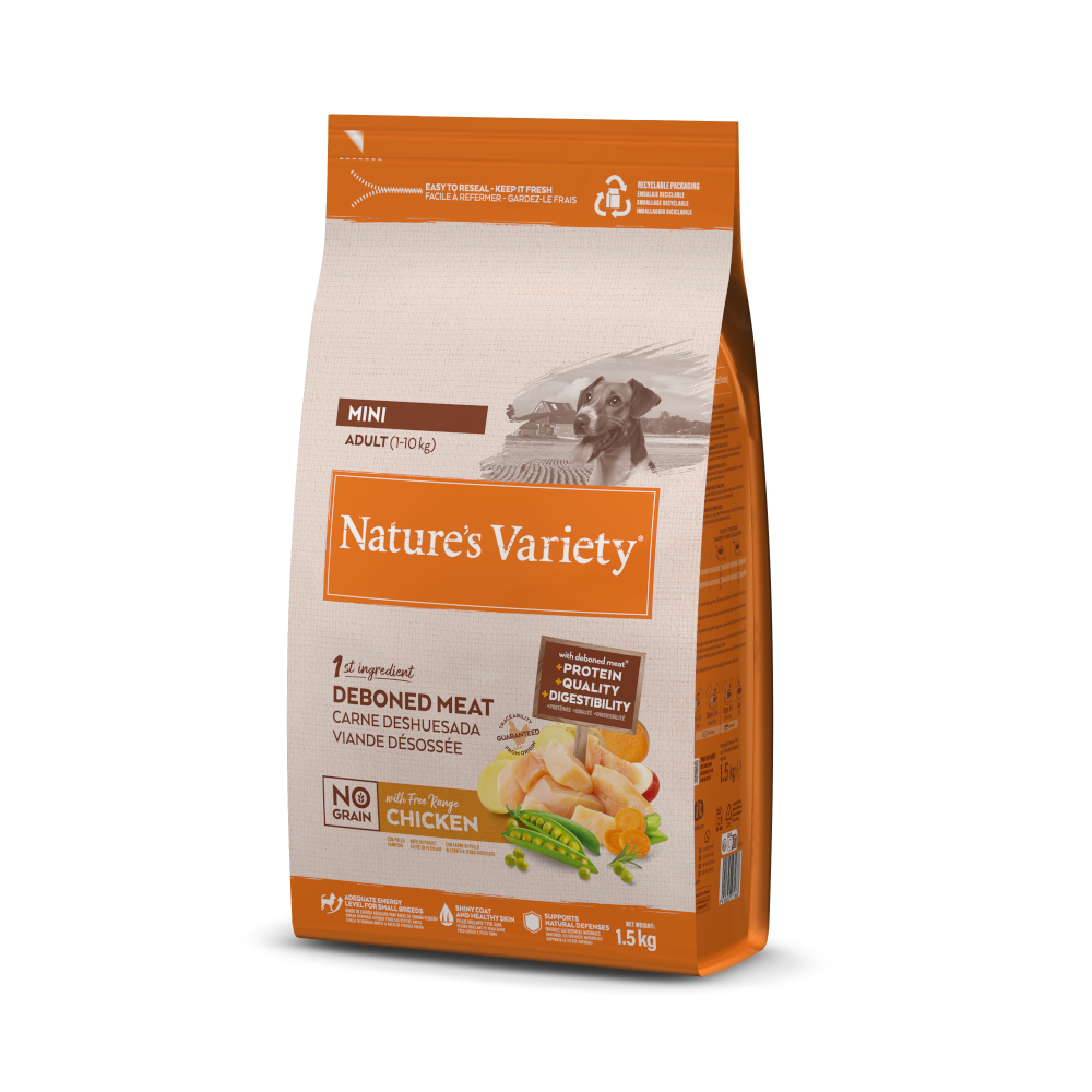 Nature's Variety No Grain Mini Adult, kurczak z wolnego wybiegu - 1,5 kg