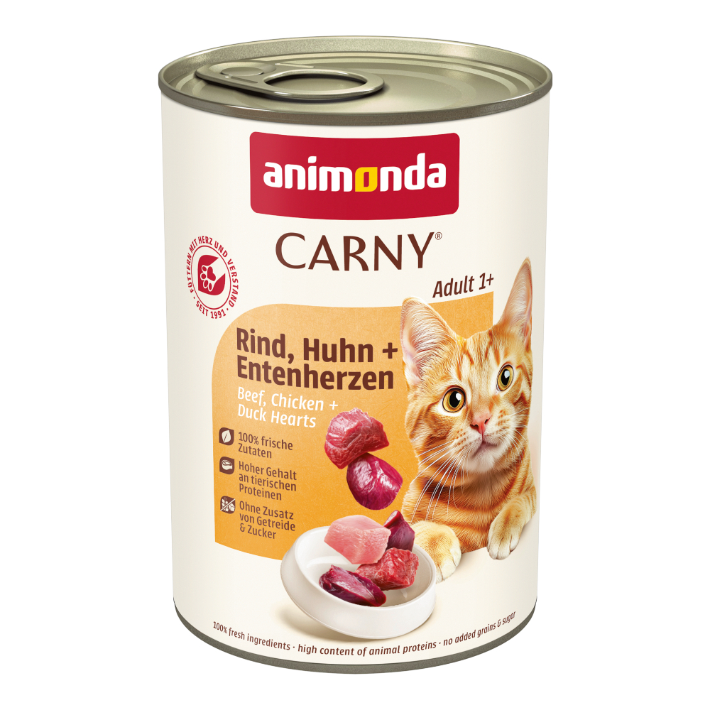 Korzystny pakiet animonda Carny Adult, 12 x 400 g - Wołowina i kurczak z sercami kaczymi