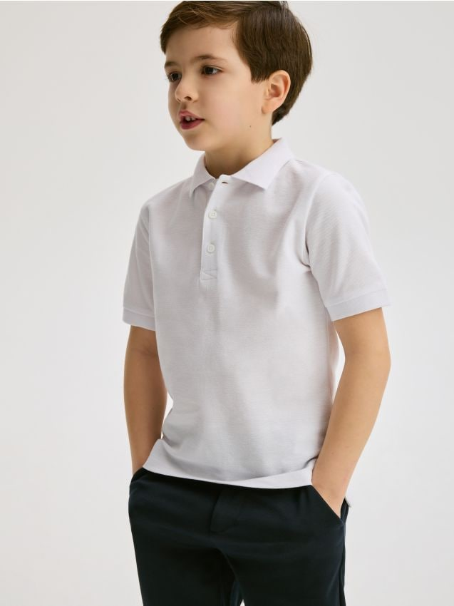 Reserved - T-shirt polo - biały