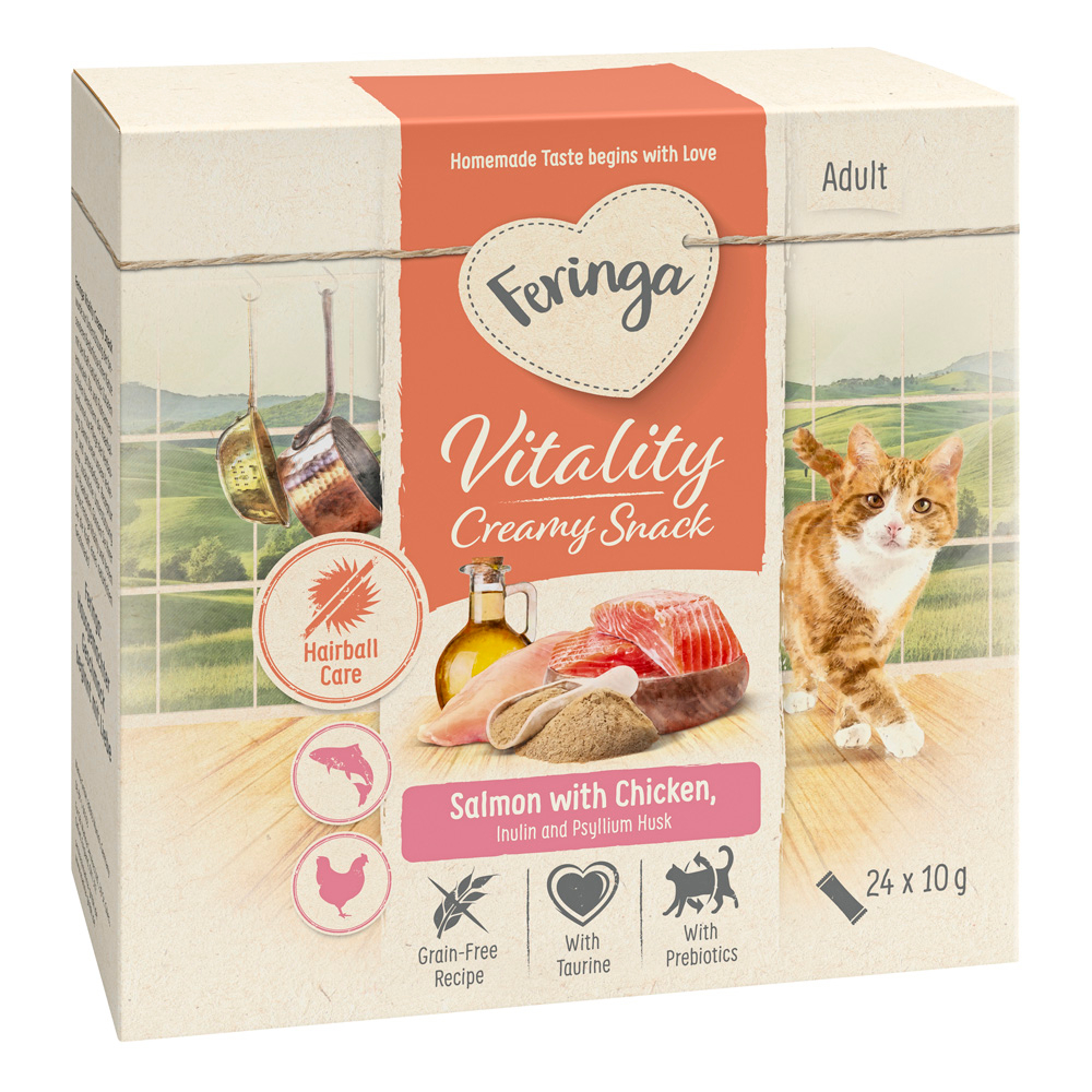 Korzystny pakiet Feringa Vitality Creamy Snacks - Łosoś z kurczakiem, 48 x 10 g