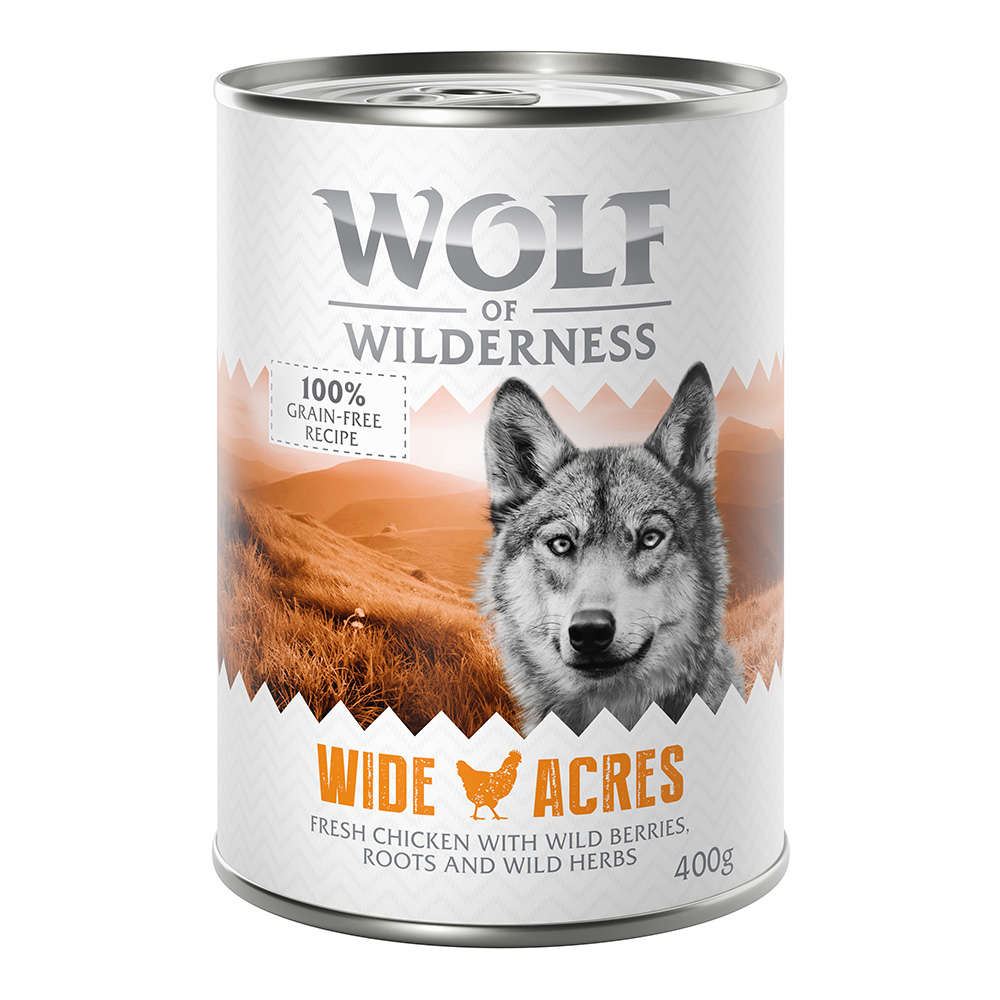 Korzystny pakiet Wolf of Wilderness Monoprotein Adult, 12 x 400 g - Wide Acres, kurczak