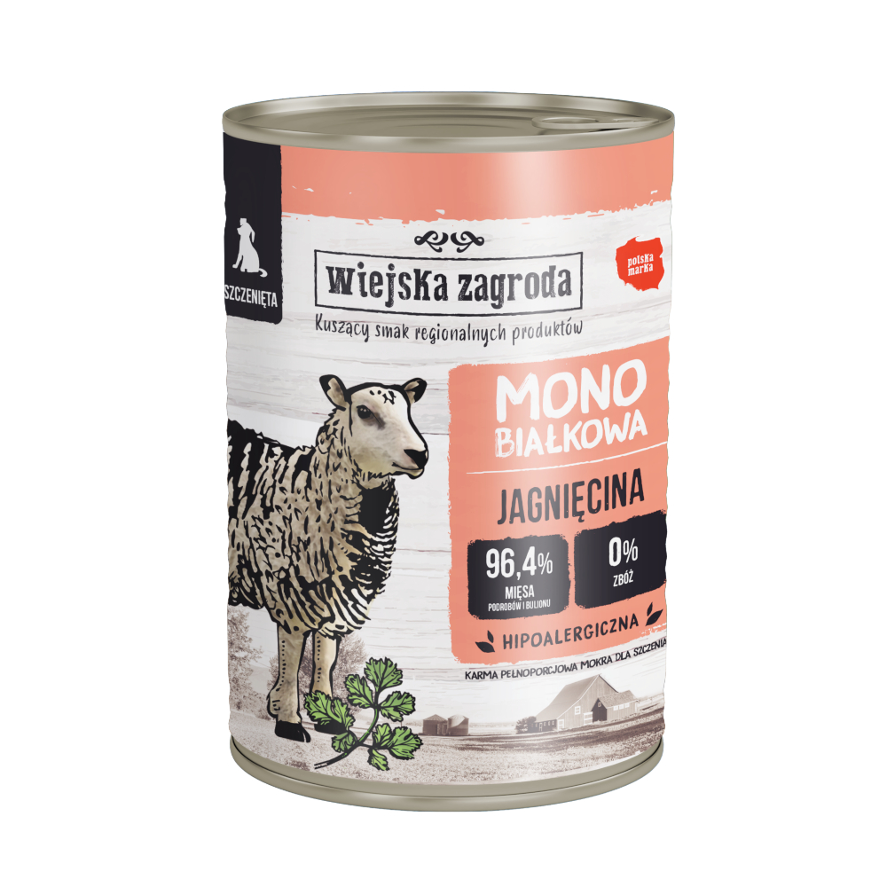 Megapakiet Wiejska Zagroda, mokra karma dla psa, 36 x 400 g - Puppy dla szczeniąt: jagnięcina
