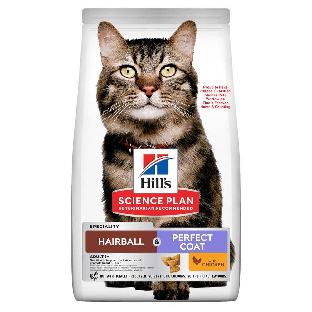 Hill's Science Plan Hairball & Perfect Coat Adult, kurczak - 2 x 7 kg