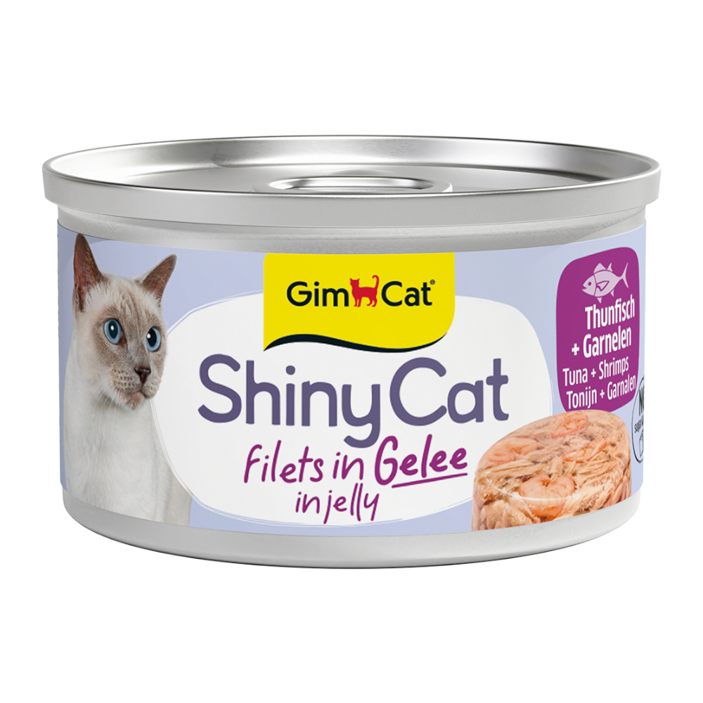 Megapakiet GimCat ShinyCat w galarecie, 24 x 70 g - Tuńczyk i krewetki