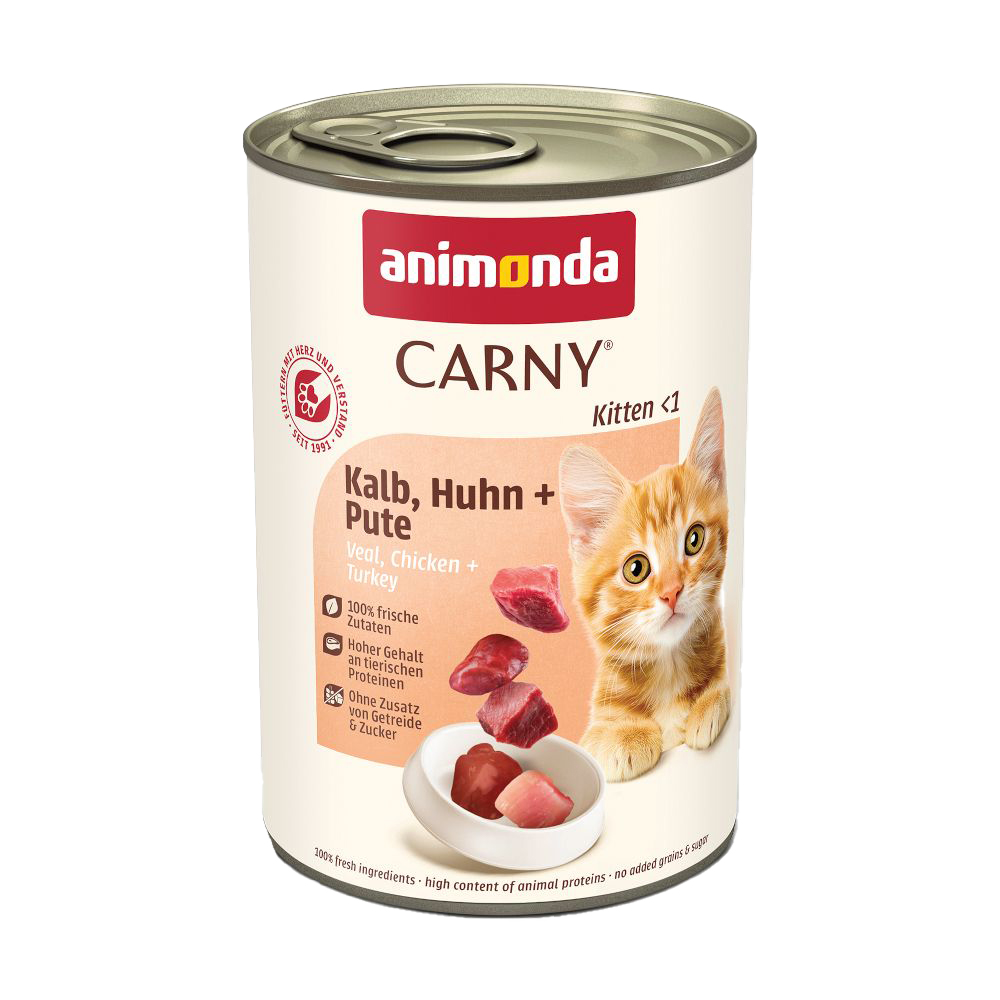 Megapakiet animonda Carny Kitten, 24 x 400 g - Cielęcina, kurczak i indyk