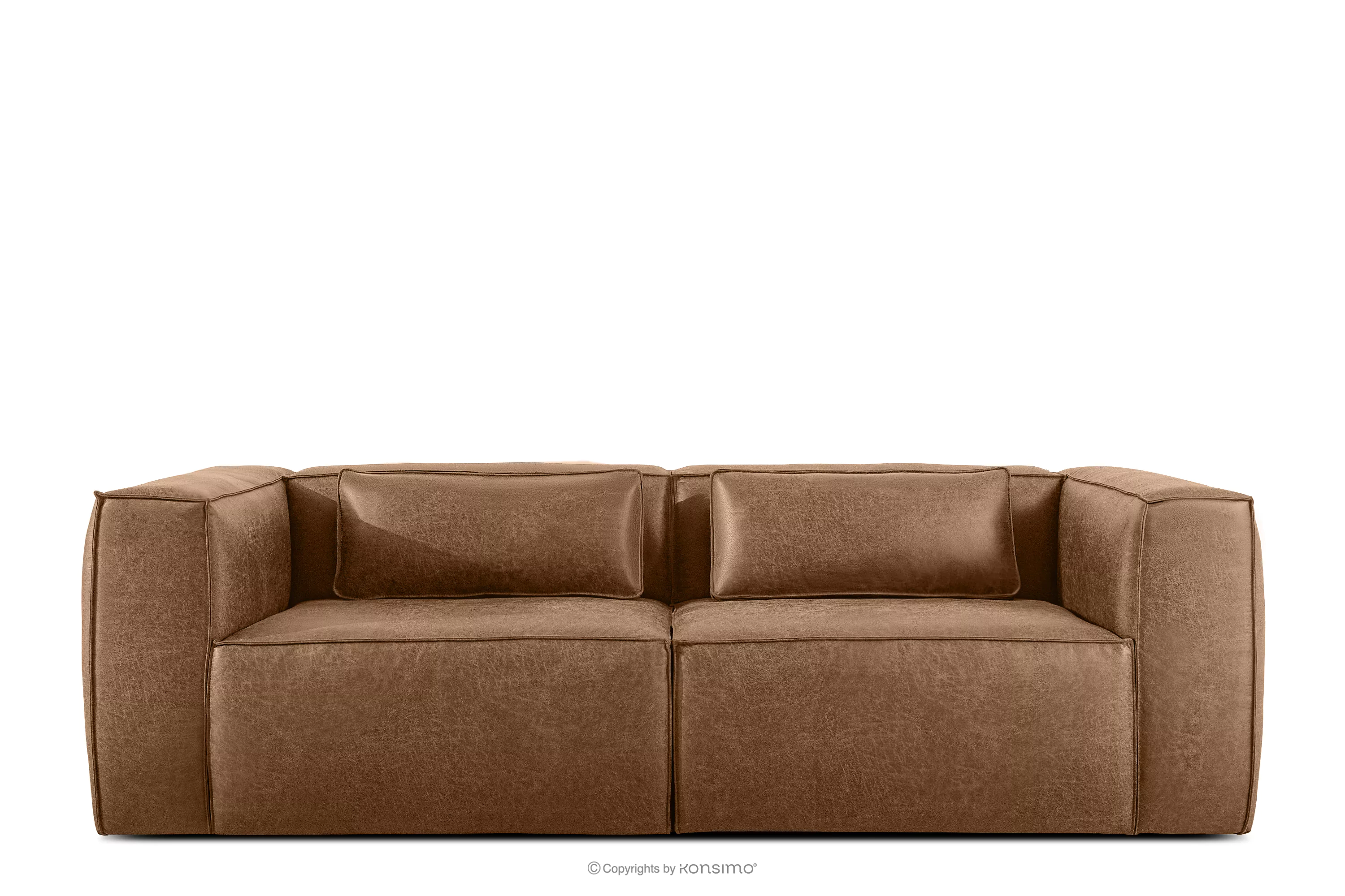 Sofa trzyosobowa w stylu loft tkanina skóropodobna brązowy FEROX