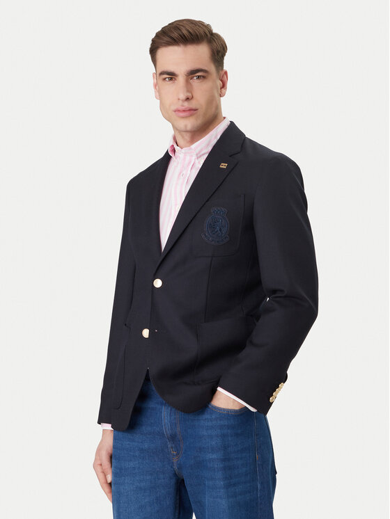 Tommy Hilfiger Marynarka Pennu Crest Club MW0MW41807 Granatowy Slim Fit