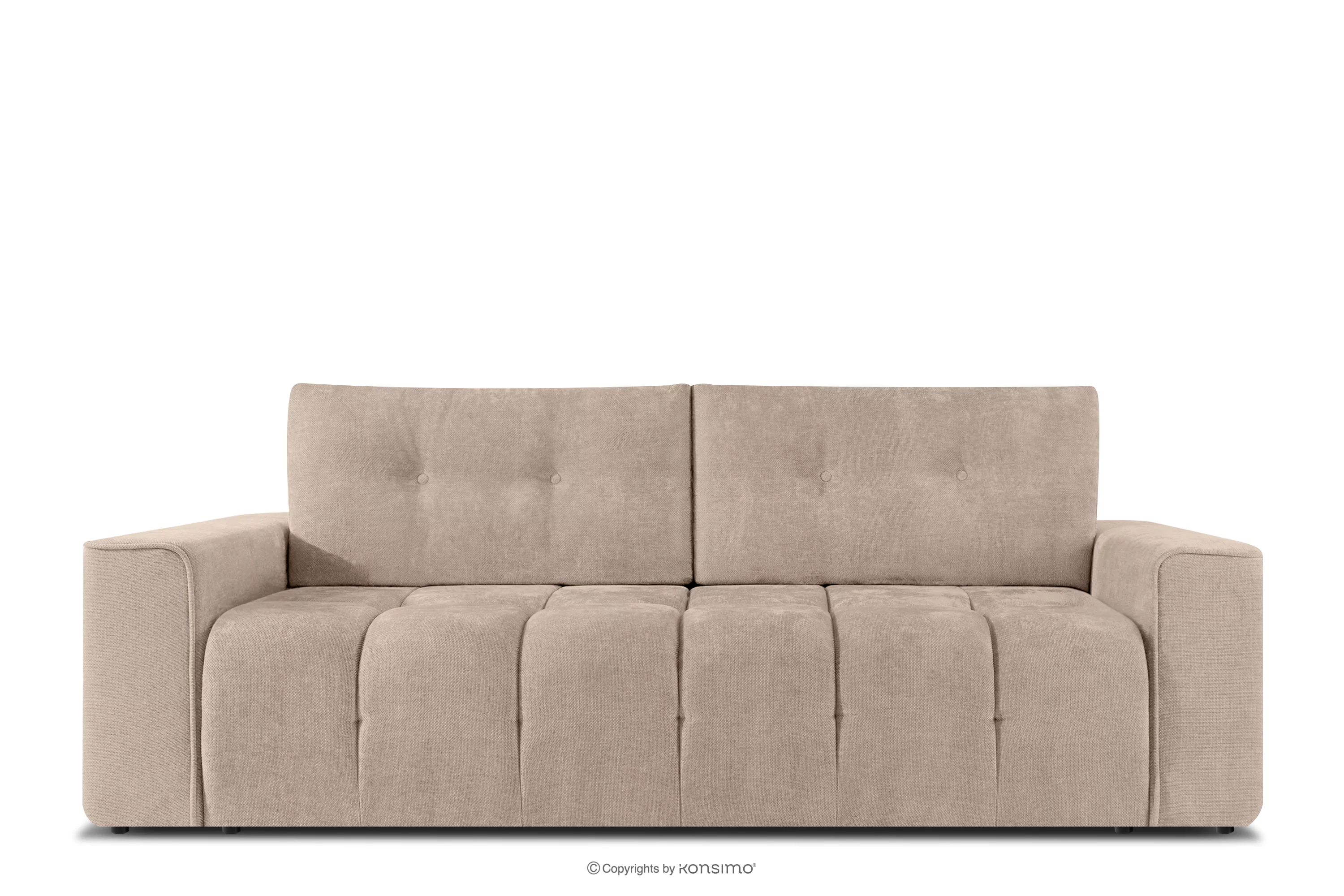 Pikowana sofa trzyosobowa rozkładana w tkaninie plecionej jasny beżowy RUSA