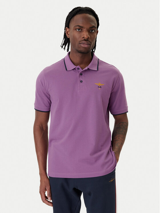 Aeronautica Militare Polo 261PO1308UP00082 Fioletowy Regular Fit