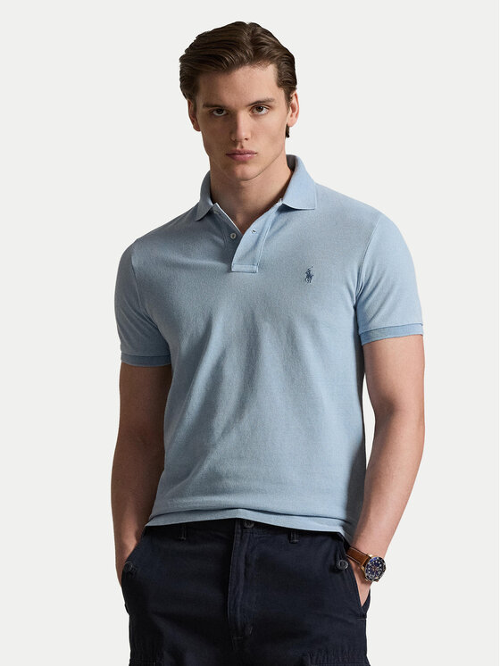 Polo Ralph Lauren Polo 710970582001 Niebieski jasny Custom Slim Fit