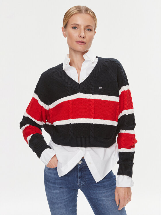 Tommy Jeans Sweter DW0DW15941 Kolorowy Regular Fit