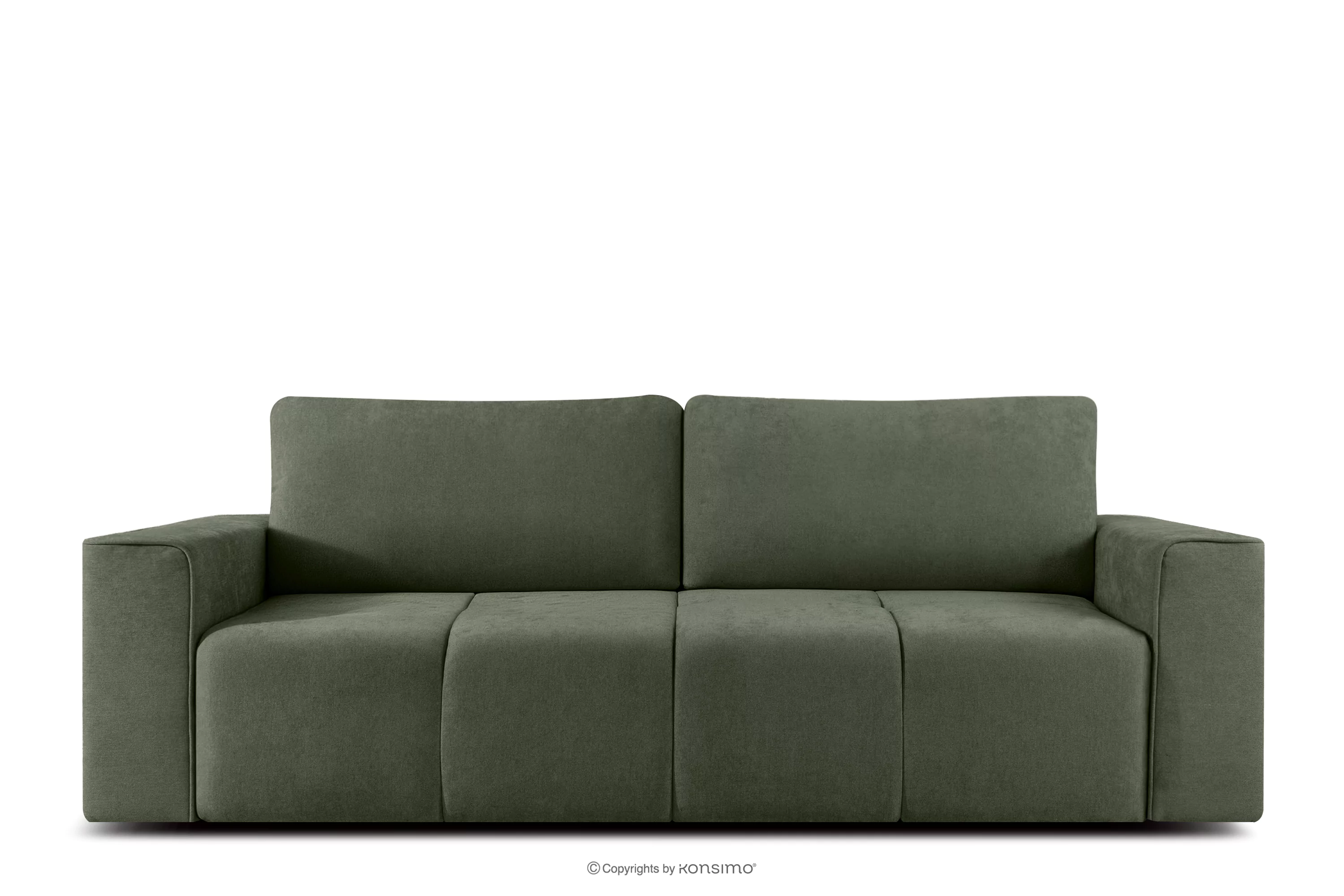 Nowoczesna sofa rozkładana w tkaninie szenilowej ciemny zielony LIGULA