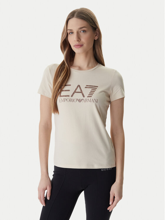 EA7 Emporio Armani T-Shirt 7W000993 AF18401 Beżowy Regular Fit