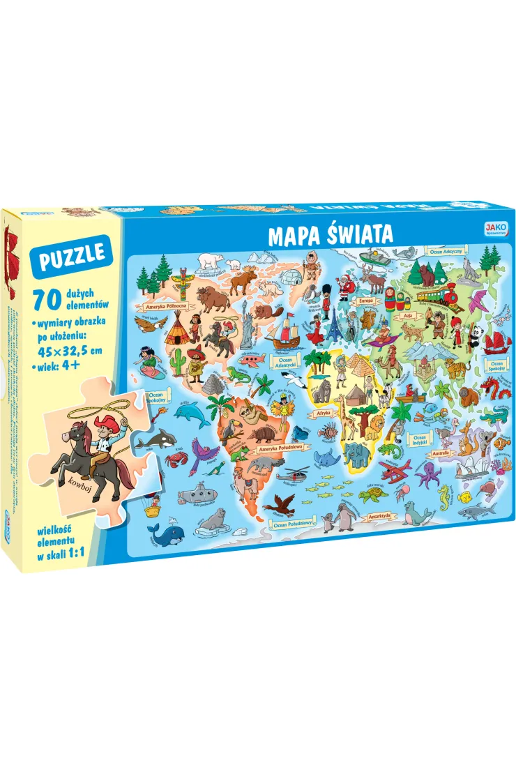 Puzzle 70 el. Mapa świata