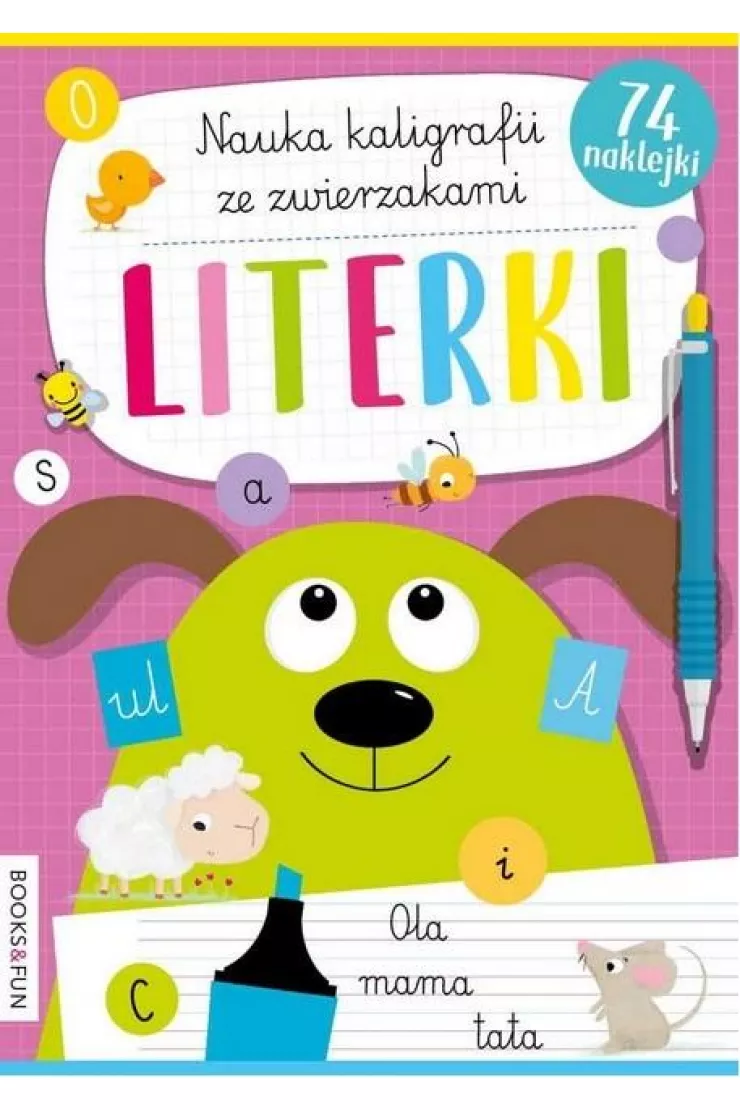 Literki nauka kaligrafii z pieskami i kotkami