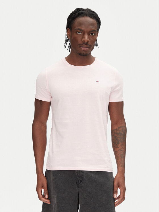 Tommy Jeans T-Shirt DM0DM04411 Różowy Slim Fit