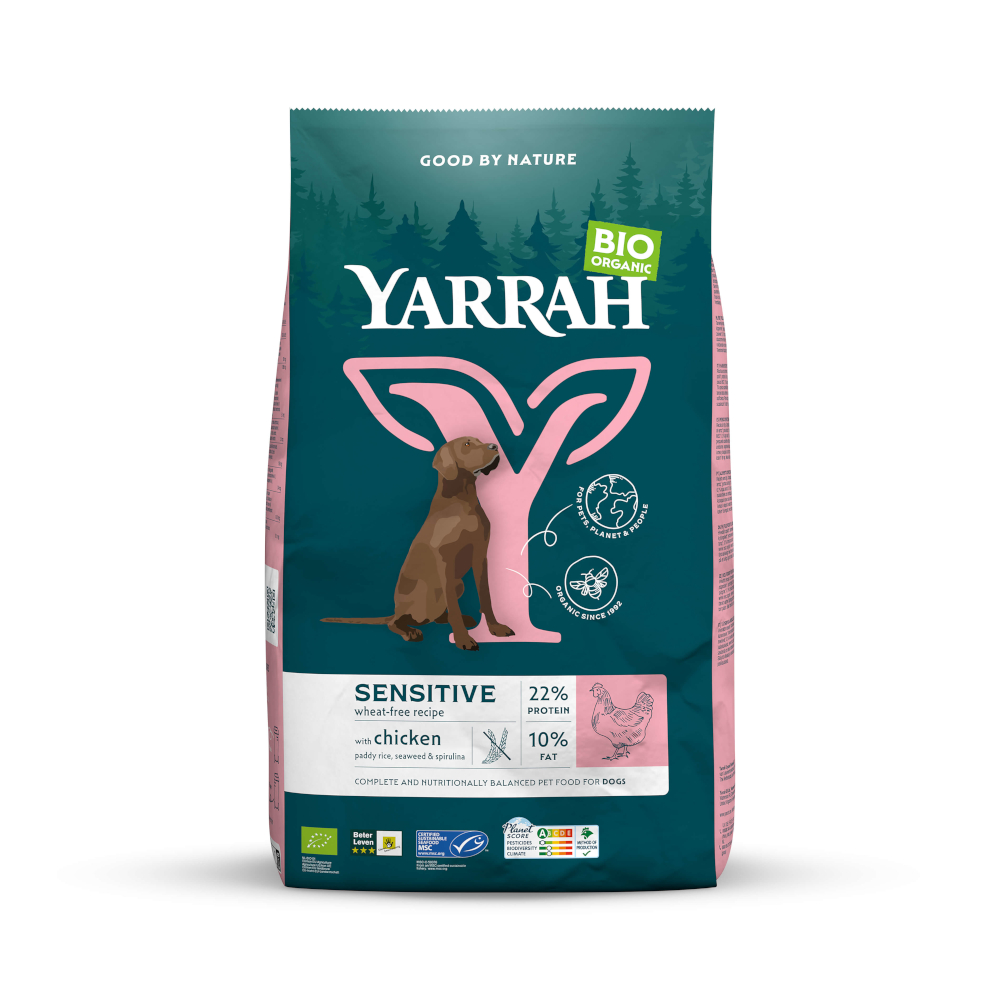 Yarrah Bio Sensitive z biokurczakiem i bioryżem - 10 kg