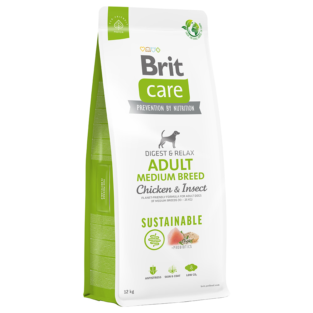 Dwupak Brit Care Sustainable - Adult Medium Breed, kurczak i insekty, 2 x 12 kg