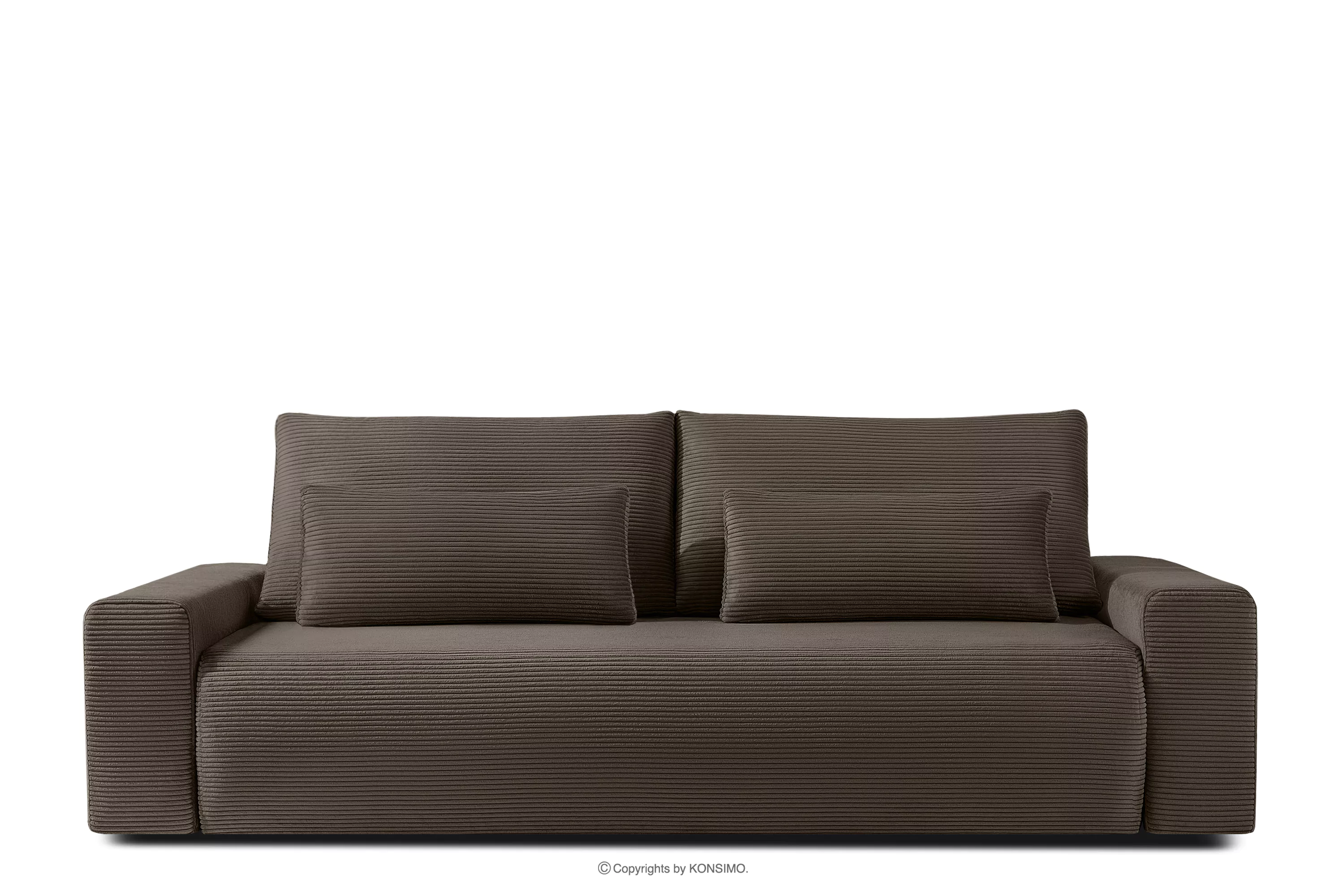 Sofa trzyosobowa z poduszkami rozkładana tkanina sztruks brązowy MOLLIS