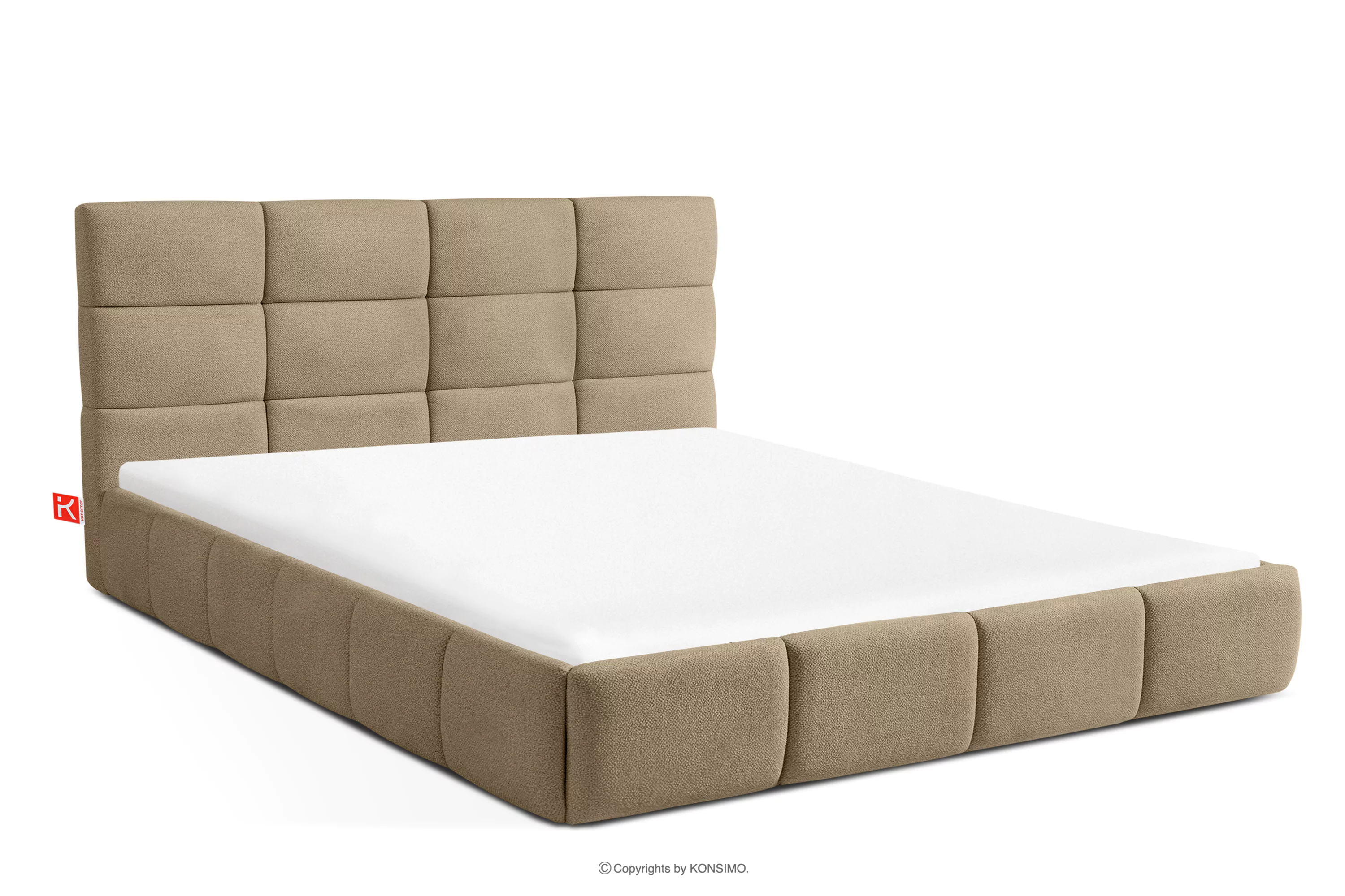 Łóżko 160 cm w tkaninie boucle żółty/beżowy ALTOS