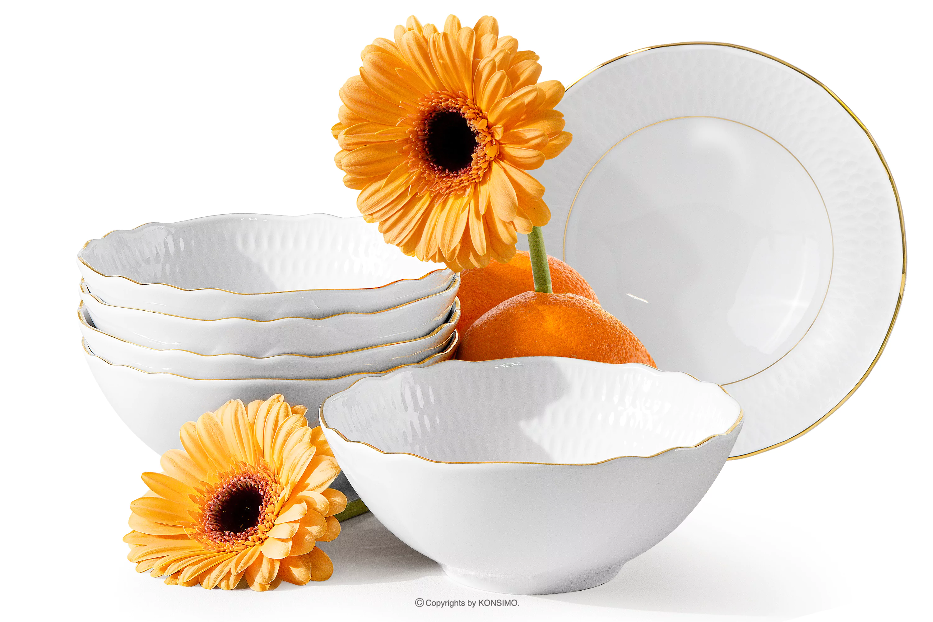 Salaterka z porcelany złota linia 6 szt. SOFIA ZŁOTA LINIA