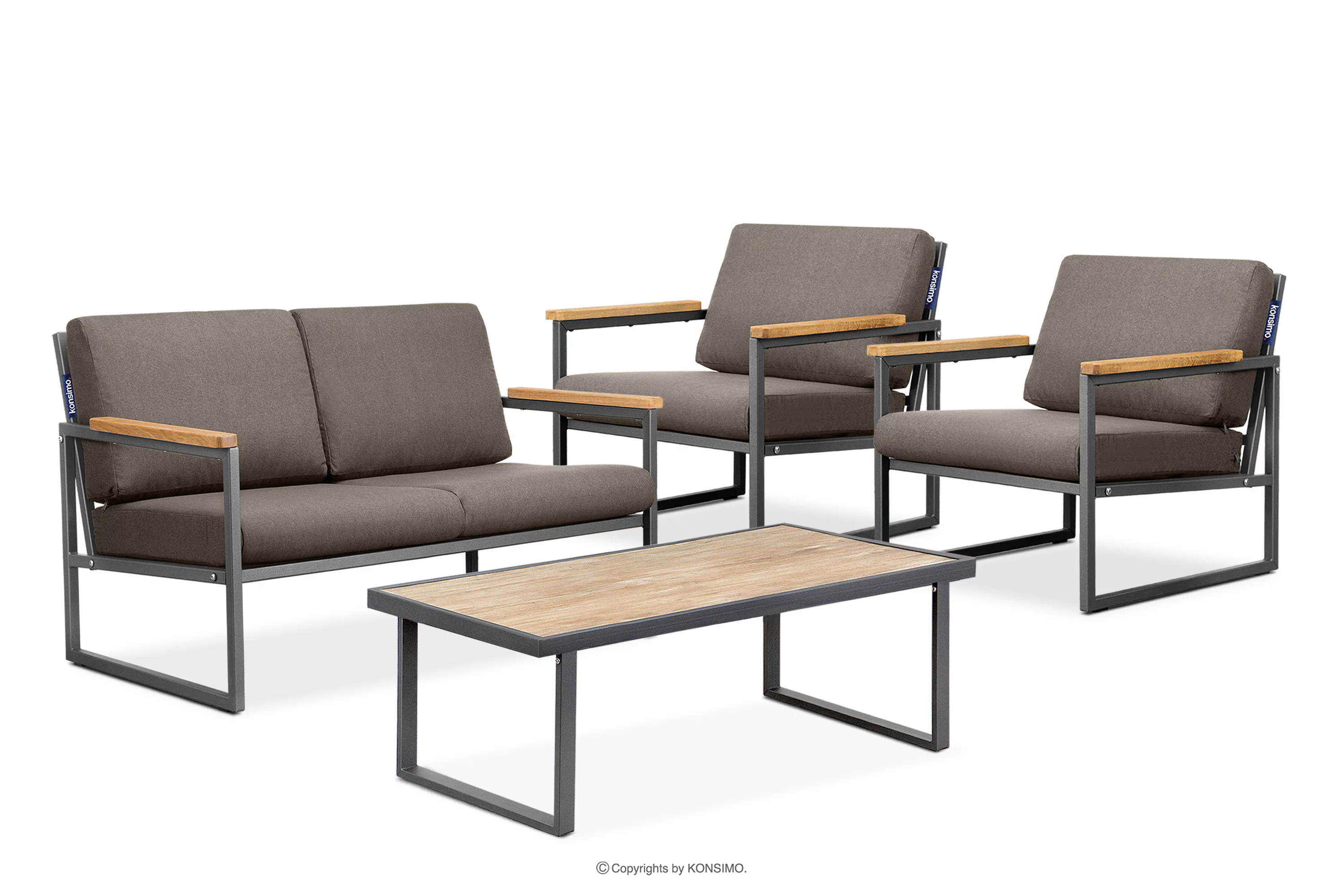Zestaw ogrodowy ze stali w stylu industrialnym antracytowy na 4 osoby TRIBO