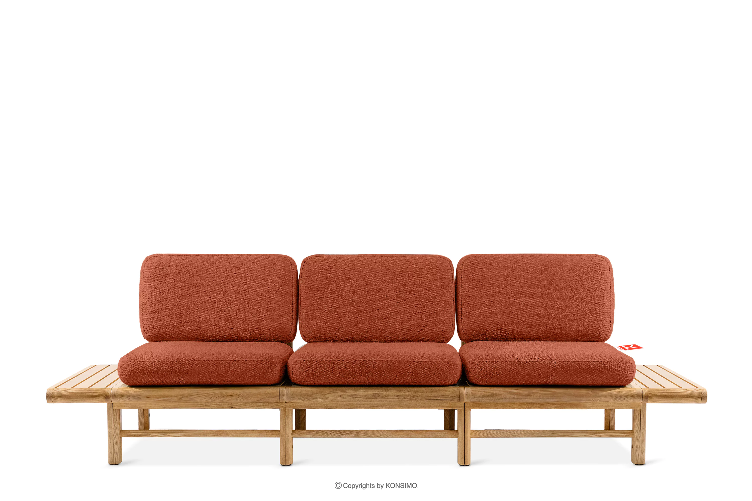 Sofa ogrodowa 3 drewniana w stylu boho pomarańczowy ATREDA