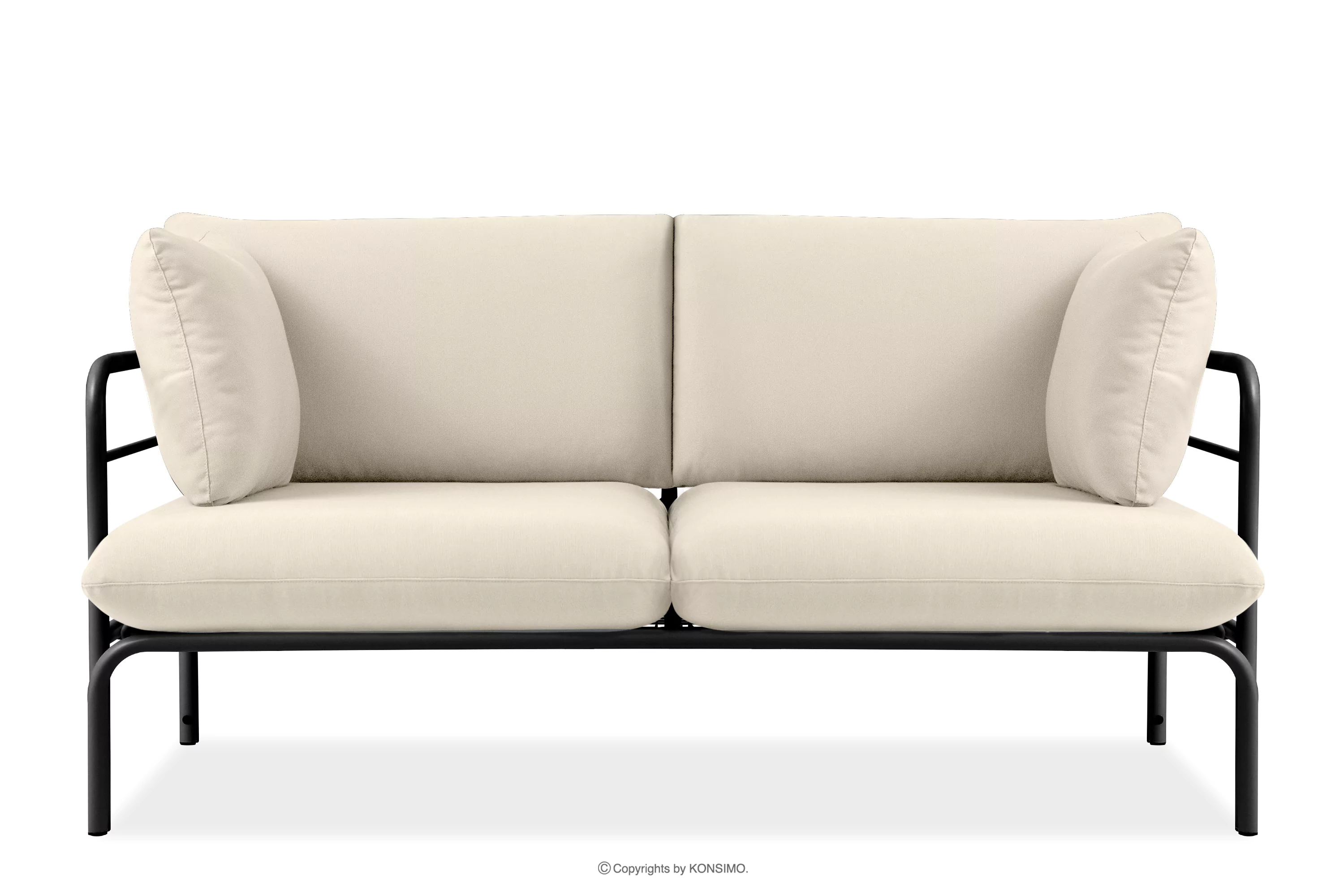 Loftowa sofa ogrodowa 2 na metalowych nogach antracytowy/kremowy RAMBE