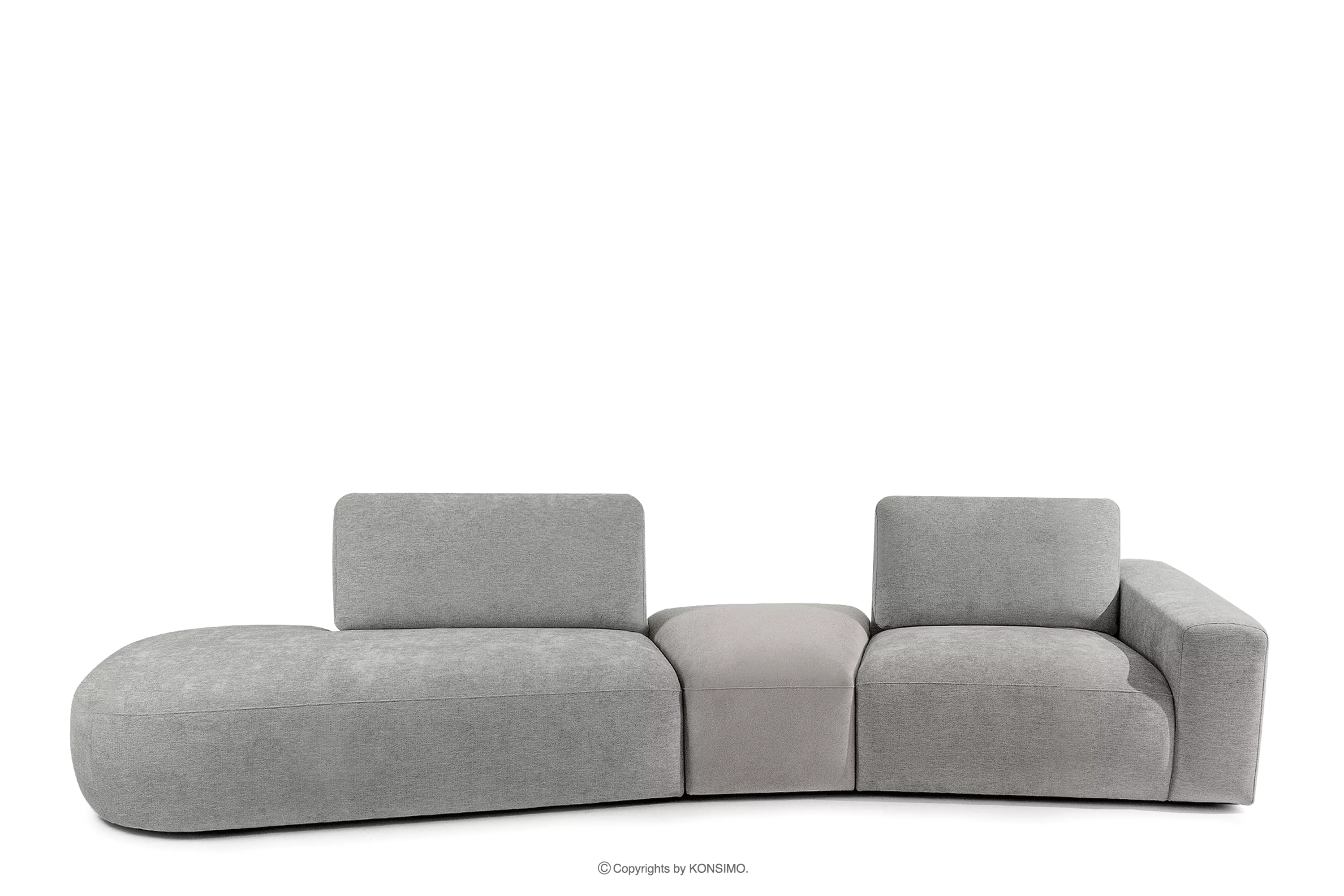 Sofa w tkaninie szenil i welur modułowa jasny szary ZUCCO