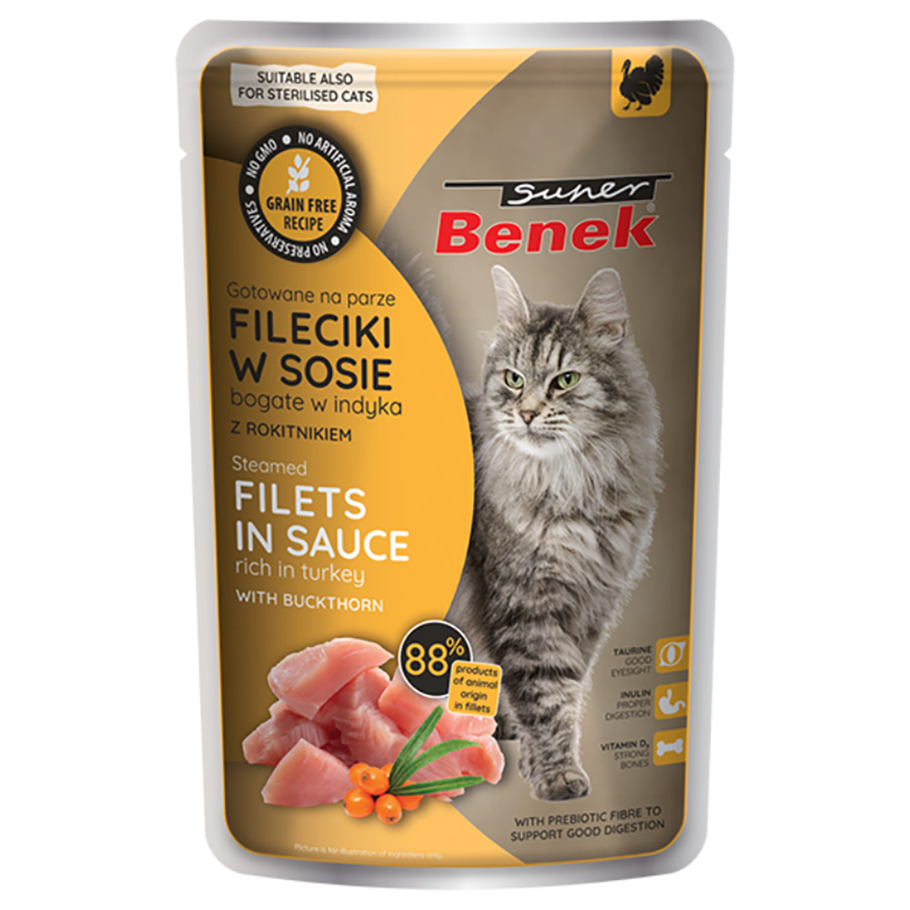 Super Benek Filety gotowane na parze, 28 x 85 g - Indyk z rokitnikiem