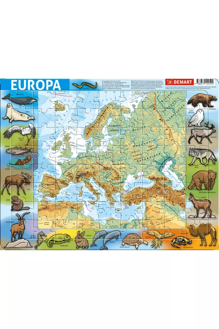 Puzzle ramkowe 72 el. Europa fizyczna