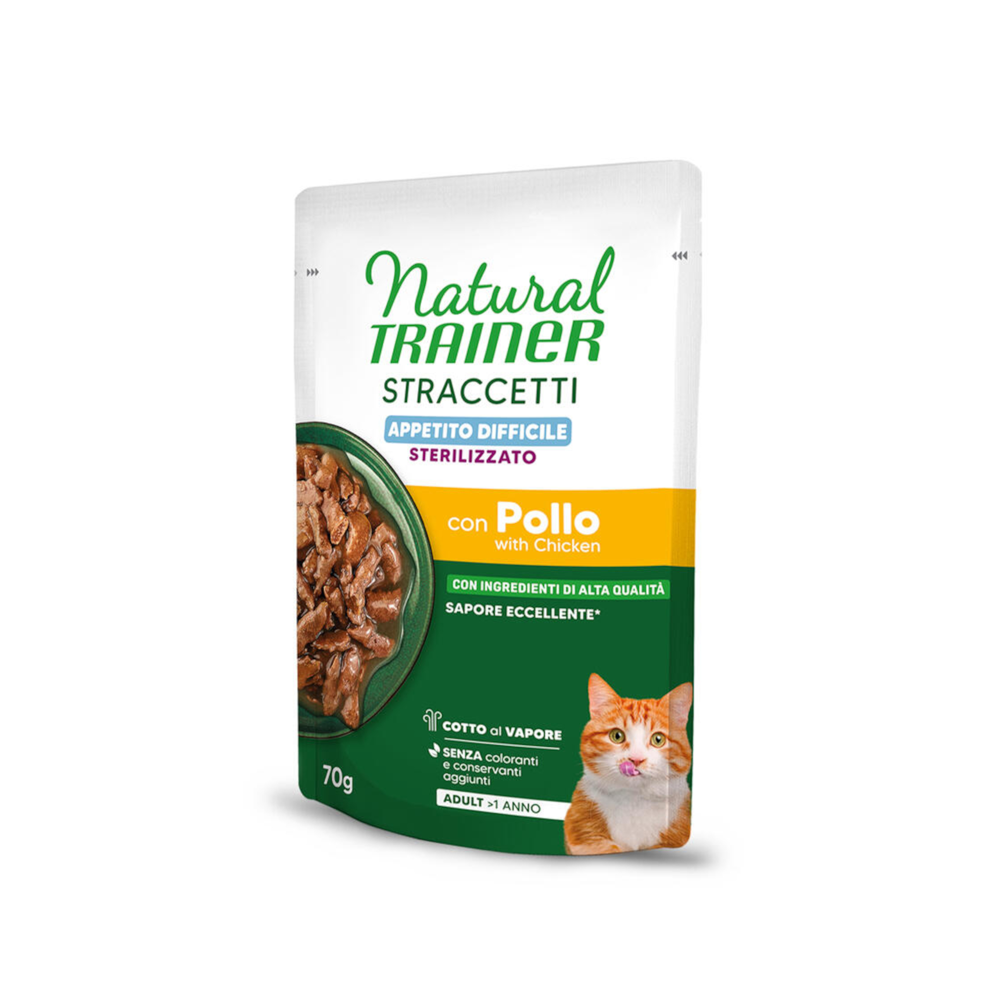 Natural Trainer Straccetti Difficult Appetite Sterilised, paski w sosie - Z kurczakiem, 56 x 70 g