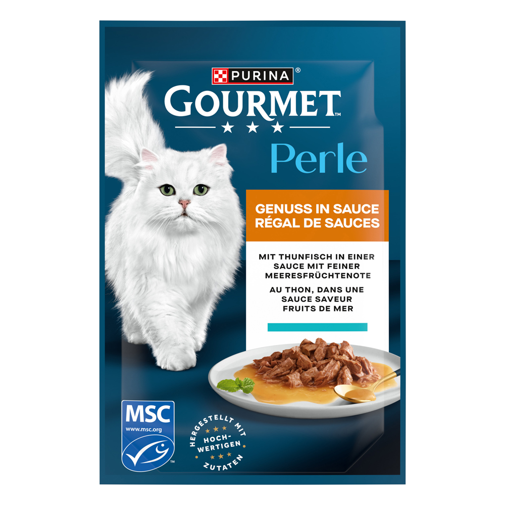 25% taniej! Gourmet, karma mokra, 24 x 85 g / 48 x 85 g / 52 x 85 g - Perle Genuss w sosie, tuńczyk, 52 x 85 g