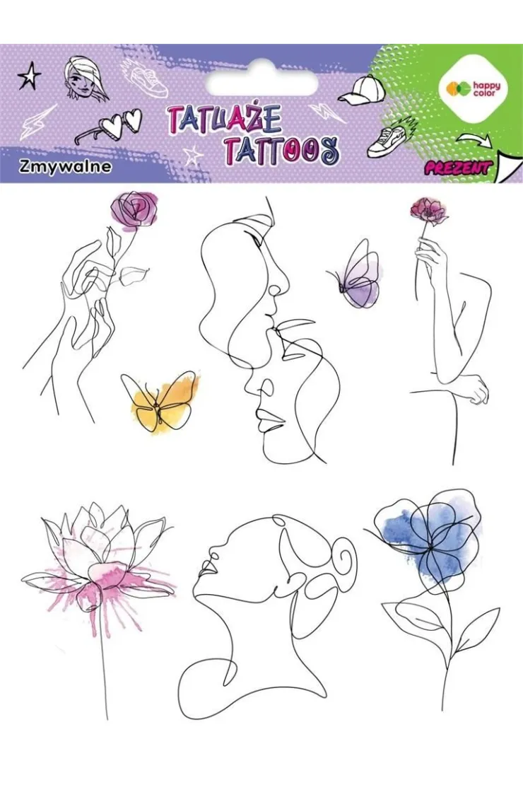 Tatuaże zmywalne Llineart + Aquarella HAPPY COLOR