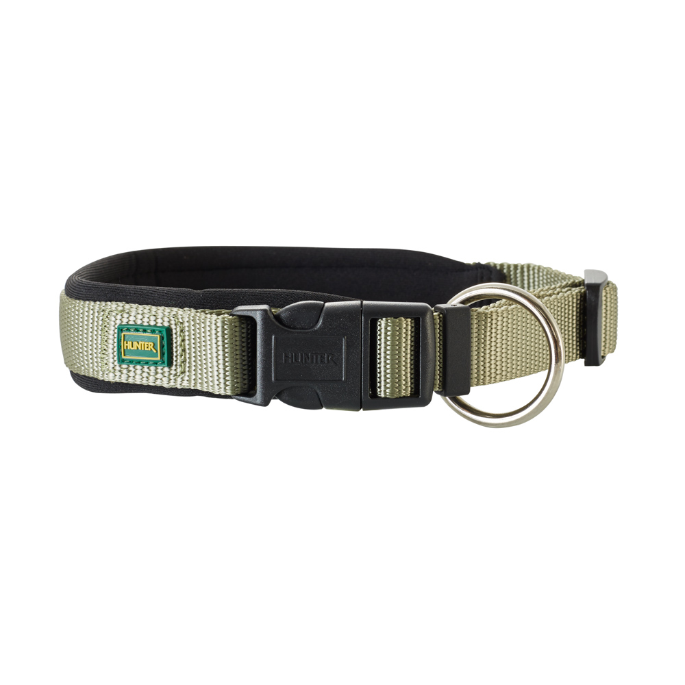HUNTER obroża Vario Plus, oliwkowa/czarna - Rozmiar S-M: obwód szyi 35 - 40 cm, szerokość 20 mm